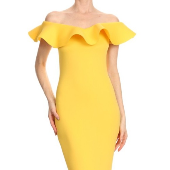 LAST 1! 💕 Yellow Body Contrast Dress - Picture 1 of 5